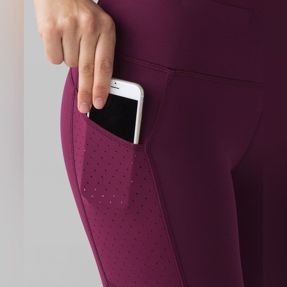 Lululemon Athletica Marvel Dark Pink Mind Over Miles Crop 17” Leggings size 4 - Picture 6 of 16